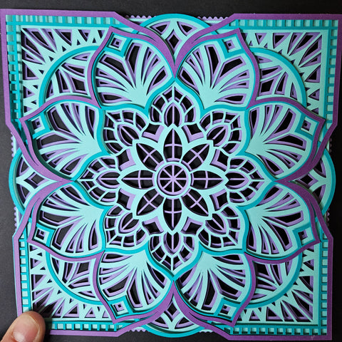 Mandala - 8"x 8" - Purple on Teal