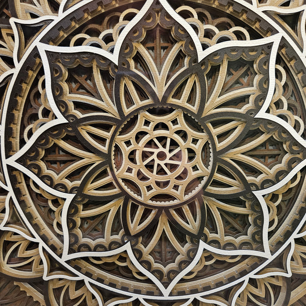 Mandala - 12" x 12" - wood light