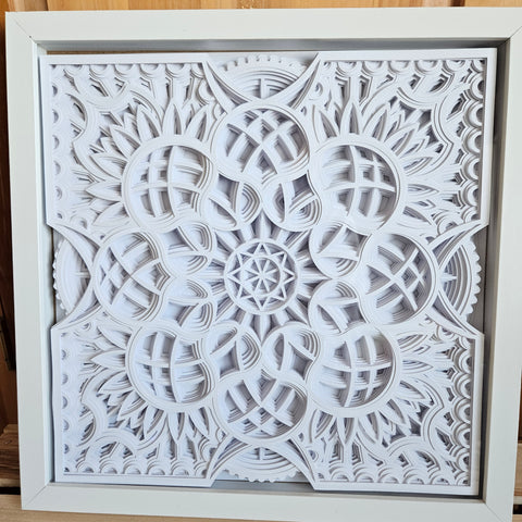 #08 Mandala - 12" x 12" - Coneflower, White