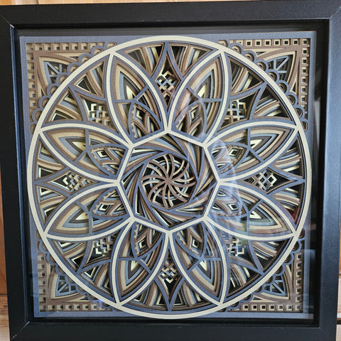 #01 Mandala - 12" x 12" - Spokes, Browns
