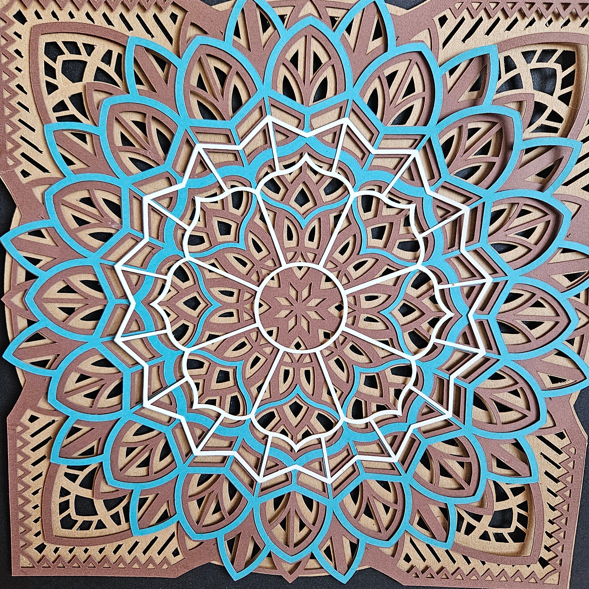 #18 Mandala - 8"x 8" - Cornflower, Browns