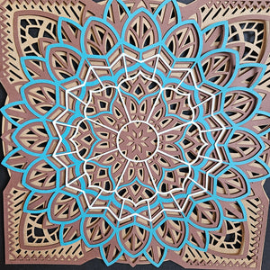 #18 Mandala - 8"x 8" - Cornflower, Browns