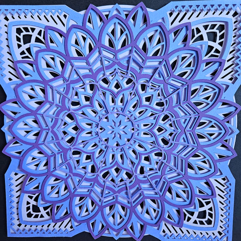 #19 Mandala - 8"x 8" - Cornflower, Blues