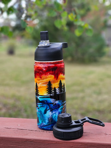 #302 Water Bottle ~ 18 oz-2 lids