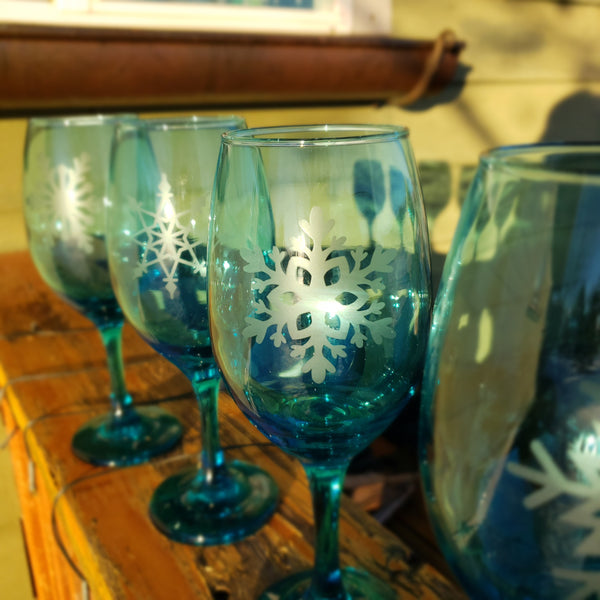 Glass, Wine set of 4 - Blue - to Customize