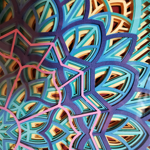 Mandala - 12" x 12" - Intricate Blue Wheel