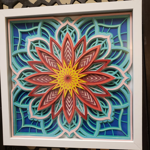 Mandala - 12"x 12" - Flower, Red
