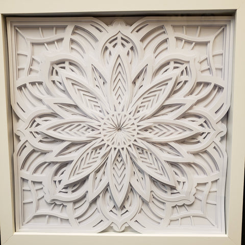 Mandala - 12" x 12" - Flower, White