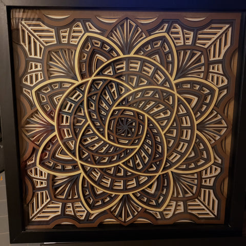 Mandala - 12" x 12" - Wood Wheels